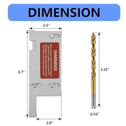 Generator Interlock Kit Compatible with Square D Vertical Main 150 or 200 Amp Breaker,3 1/4 to 4 Inch Spacing Between Main and Branch Breaker,Electrical Interlocking Panel.
