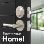 Mega Handles Ronn Entrance Combo, Entry Lever Door Handle and Single Cylinder Deadbolt Lock and Key Combo Pack, Heavy Duty Round Locking Door Levers Set for Left or Right-Handed Doors - Satin Nickel