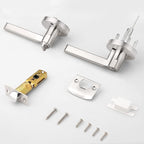 Probrico Satin Nickel Bedroom/Bathroom Door Levers, Flat Reversible Handles, Interior Privacy Door Lock (3 Pack)