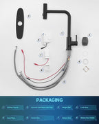 APPASO Touchless Kitchen Faucet with Pull Down Sprayer Matte Black, Waterfall Touchless Motion Sensor Hands-Free, Single Handle for 1 or 3 Holes Sink, Stainless Faucet Black with Easy Installation