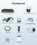 《2-Way Audio & Auto-Tracking》4K Outdoor Wired Security Camera System,360 Degrees Security PTZ IP Cameras,Surveillance Video Equipment, Surveillance DVR Kits