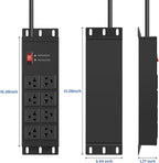 CCCEI Black Heavy Duty Power Strip Surge Protector 20 AMP, 8 Outlets 12 Gauge Industrial Shop Garage Metal Multiple Outlets, 20 FT Extension Cord 5-15P Adapter High Amp 6-20R T-Slot 20a for Appliance