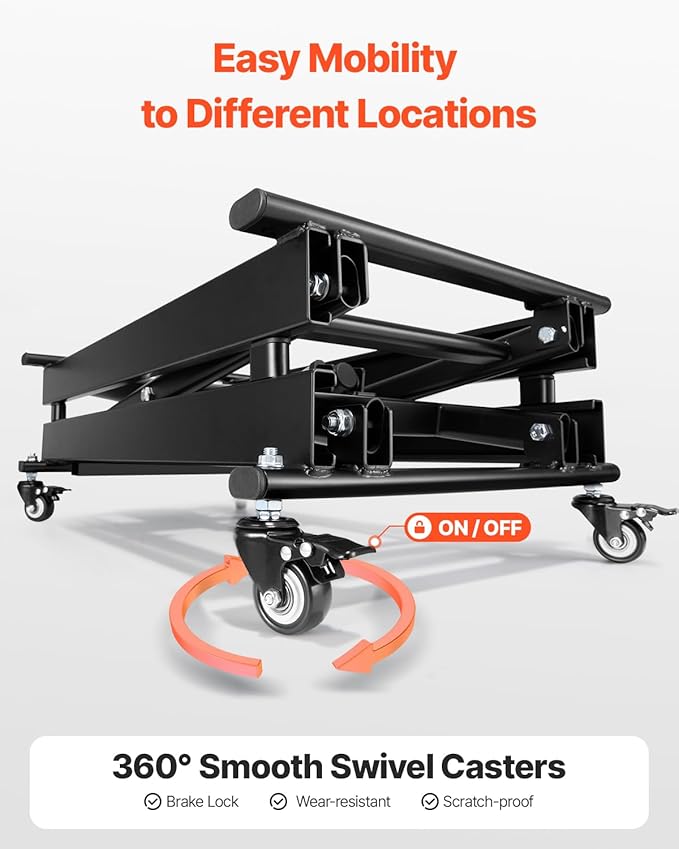 VEVOR Electric Lift Table, 330 lbs Capacity Single Scissor Lift Table, 8-28 in Height Adjustable Lifting Platform, Coffee Table Lift with 4 Wheels, for Material Handling and Transportation, Black