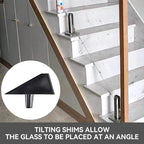 T316 Stainless Steel Glass Railing Clamp,Heavy Duty Glass Railing Spigot,Railing Post Clamp (4, Brush)