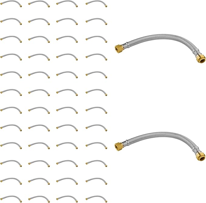 50 Pack Foskan 24-Inch Flexible Water Heater Connector Hose,with 1/2" Push-Fit x 3/4" FIP,Compatible with Copper, PEX, CPVC, and PE-RT Pipes for Water and Heating Use（24" Length）