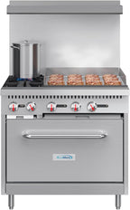 KoolMore KM-CRG36-LP 36 in. 2 Burner Commercial Liquid Propane Range with 24 in. Griddle, Solid Black