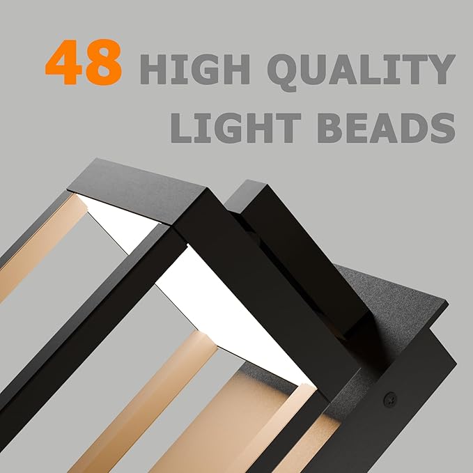 Outdoor Dusk to Dawn Exterior Light Fixture Wall Sconce Modern Style 800LM 13W Waterproof Rustproof Aluminum Glass Shade Porch Lantern Garage Garden Patio Matte Black Lamp