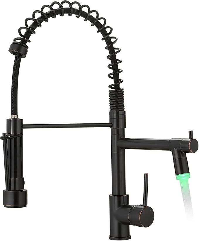 AIMADI Oil Rubbed Bronze Kitchen Faucet with Pull Down Sprayer,Commercial Single Handle Single Hole Stainless Steel Kitchen Sink Faucet for Farmhouse Camper Laundry Rv Bar