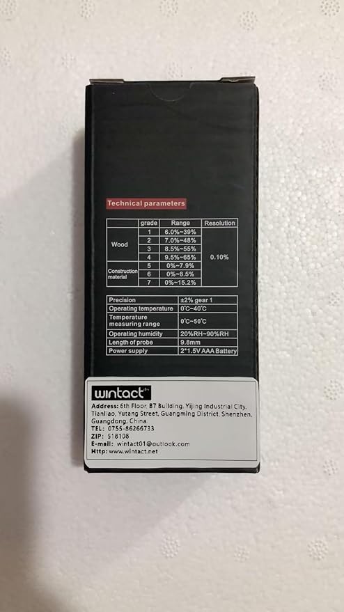 Wintact Pocket Wood Moisture Meter, Pin Type Water Leak Detector, Digital Moisture Tester for Lumber, Firewood, Walls, Drywall, Paper, Brick, Concrete Building Material Black