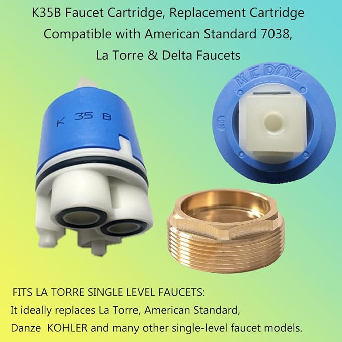 K35B Faucet Cartridge, Replacement Cartridge Compatible with American Standard 7038, La Torre & Delta Faucets-KEROX