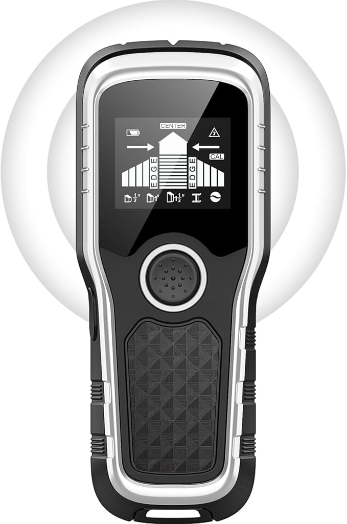 Stud Finder Wall Scanner, Advanced 5-in-1 Detector for Wood, Metal, Joists, Pipes, and AC Wires, New version Intelligent Chip, High-Definition LCD Display Screen & Audible Alarm (Silver)