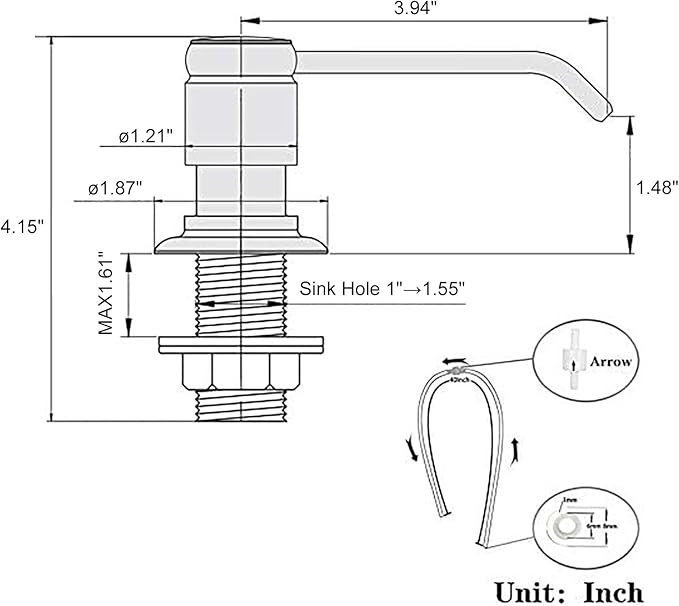 Gagal Soap Dispenser (Matte Black) and Extension Tube Kit for Kitchen Sink, Complete Brass Pump with 40" Silicone Tube Connect to The Bottle Directly, Say Goodbye to Frequent Refills