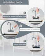 Commercial Faucet Handle Replacement Kit Outdoor Faucet Handles 0.43 Round Stem Hole Faucet Handle Sillcock Valve Stems for Industrial, Restaurant, Kitchen Faucet (Red)