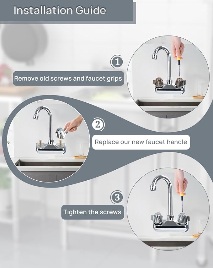 Commercial Faucet Handle Replacement Kit Outdoor Faucet Handles 0.43 Round Stem Hole Faucet Handle Sillcock Valve Stems for Industrial, Restaurant, Kitchen Faucet (Blue)