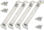 Window Hinges - Casement Window Stays & Locks, Angled Fixed Base, Sprayed Silver Style, 2 Pair, 6 Fixed Slots