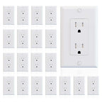 ELEGRP Decorator Wall Receptacle Outlet, Tamper Resistant 15 Amp Standard Electrical Wall Outlet, Residential Grade, Self-grounding, 125V, Wall Plate Included, UL Listed, Glossy White, 20 Pack