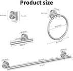 Cilee 8 Piece Brushed Nickel Bathroom Hardware Set, 24inch Bathroom Towel bar+Towel Ring+Toilet Paper Holder+ Robe Towel Hook, SUS304 Stainless Steel Bathroom Accessory Set