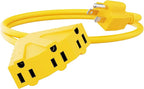 PLUGTUL 2FT Outdoor Extension Cord with Multiple Outlets, 14 Gauge, 3-Outlet, SJTW, 15A 14AWG 1875W SJTW, ETL Listed - Great for Garage, Garden and Home, Yellow