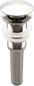 Brushed Nickel Pop Up Sink Drain Without Overflow, Bathroom Faucet Vessel Sink Drain Stopper 1-5/8" Without Overflow Fits 1.25" to 1.5" Drain Holes