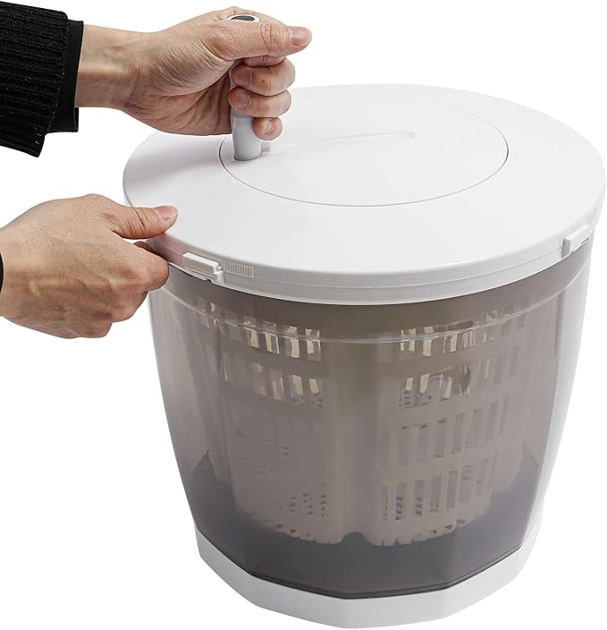 Hand Crank Washing Machine, 2 in 1 Non-Electric Washer Manual Traveling Outdoor Washing Machine Grey Mini Compact Washer Spin Dryer for RV Travel