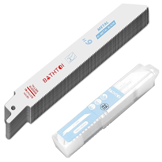 25 Pack 6 Inch 18 Tpi Reciprocating Saw Blades for Sheet Metal, Pipes, Nails Cutting, Profiles Cutting, Bi-Metal Sawzall Blades with 8% Cobalt for Longer Life and Faster Cutting Speed