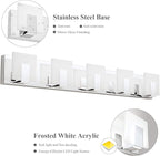 Aipsun Modern 5-Light LED Vanity Light - Dimmable Chrome Bathroom Wall Light Over Mirror (White Light)