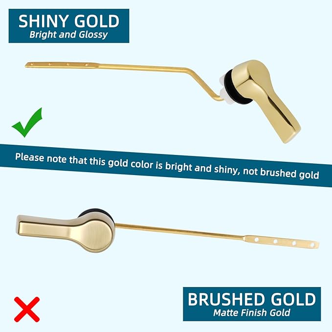 Hygie Rinse Toilet Tank Lever, Brushed Gold - Universal, Durable Metal, Includes Flapper Chain, Easy Installation, Replacement Kit for Toilet Handle