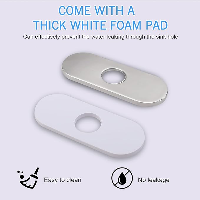 6.3 Inch Faucet Deck Plate Escutcheon, Hole Cover for 1 or 3 Hole Bathroom Sink Kitchen Faucets Stainless Steel, Brushed Nickel