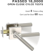 Asidrama 1 Pack Privacy Brushed Satin Nickel Door Handles, Door Lever with Door Knobs Indoor for Bedroom or Bathroom, Brushed Satin Nickel Door Handles Interior with Locks for Left Right Sided Doors