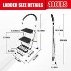 Big RED 3 Step Ladder, Folding Step Stool with Anti-Slip Pedal, Step Ladder 3 Step Folding with Padded Handle for Kitchen, Household, Offices. 400 lb Capacity