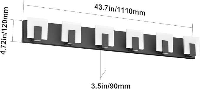 Aipsun 6 Lights Modern Black Vanity Light Up and Down Black LED Vanity Light Fixtures Bathroom Wall Light Over Mirror 6000K