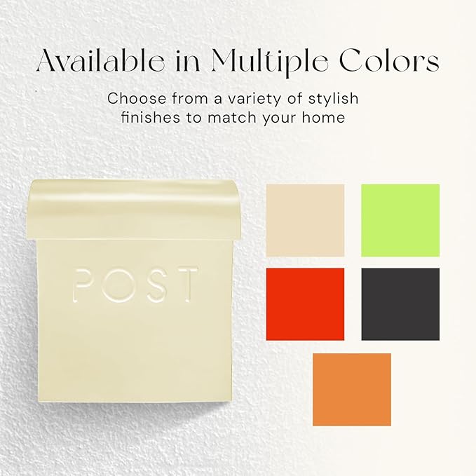 NACH Wall Mount Mailboxes for Outside, 11x4.5x12.5 in Cream White Mail Boxes for House Outside, Waterproof Mailbox - Vicki-Style Mail Box