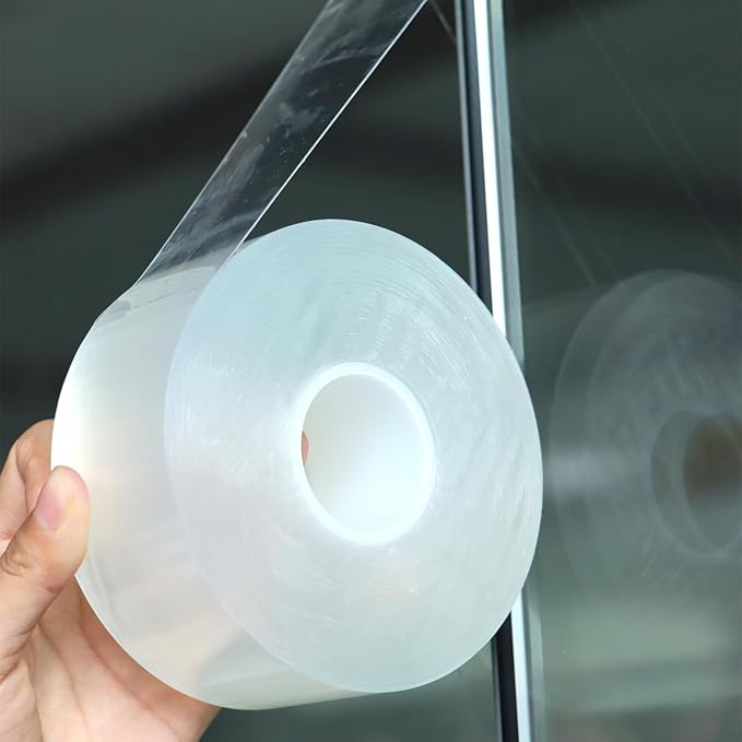 Transparent Window Weather Sealing Tape 2 Inch x 66 FT Weather Stripping Residue-Free Clear Window Insulation Tape for Doors Windows and Shower Glass Gaps (2 in * 66 FT)