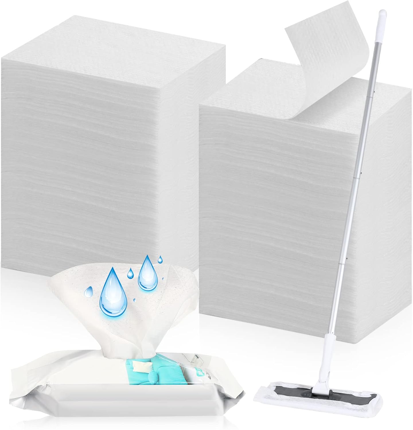 Wet Mop Pads Refills for Floor Cleaning Sweeper Wet Refills Disposable Moist Mopping Cloth Wipes for Wood Hardwood Tile(300 Pcs)
