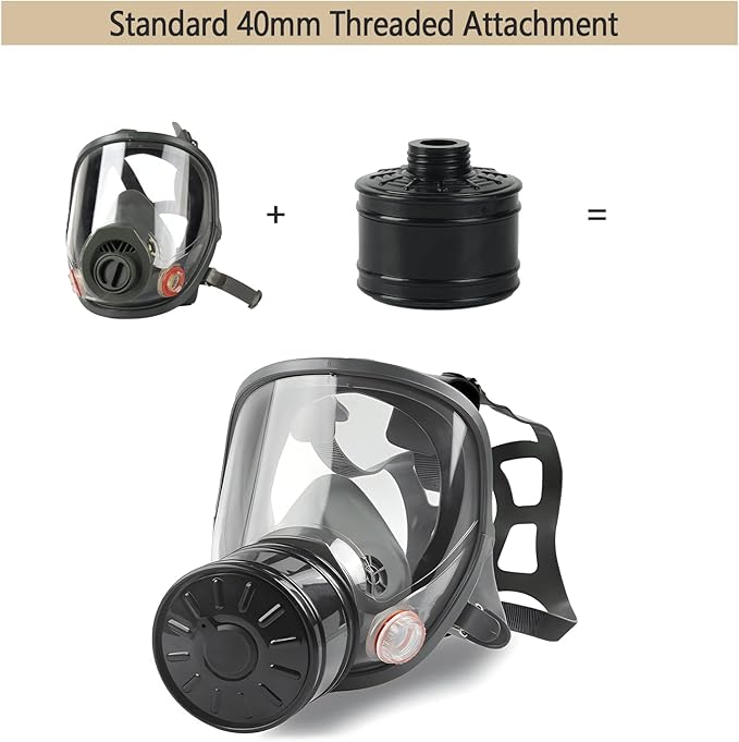 Gas Masks Survival Nuclear and Chemical, Gas Mask with 40mm Activated Carbon Filter, Full Face Respirator Mask for Gases, Chemicals, Vapors, Spray Paint, Dust, Welding