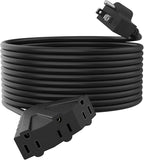 PLUGTUL 50FT Outdoor Extension Cord with Multiple Outlets, 14 Gauge, 3-Outlet, SJTW, 15A 14AWG 1875W SJTW, ETL Listed - Great for Garage, Garden and Home, Black