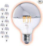 GoodBulb 5 Watt Half Chrome G25 Light Bulbs LED Restaurant Bulb with E26 Medium Base 2700K Warm White 360 Lumens Restaurant Light Bulbs 10 Pack