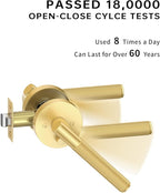 Asidrama 6 Pack Privacy Gold Door Handles, Door Lever with Door Knobs Indoor for Bedroom or Bathroom, Heavy Duty Brushed Gold Door Handles Interior with Locks for Left Right Sided Doors