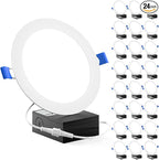 Sunco 24 Pack Recessed Lighting 6 Inch LED, Canless Ceiling Lights Slim with Junction Box, 850 LM, 14W (100W Equivalent), 5000K Daylight, Dimmable, Wafer Thin, 50000 Lifetime Hours ETL.