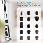 Hibbent Stainless Steels Pull Down Kitchen Faucet Head Replacement, 3 Function Sink Faucet Sprayer Head with 15 Adapters, Compatible with Moen, American Standard, Delta, Kohler Faucets, Chrome