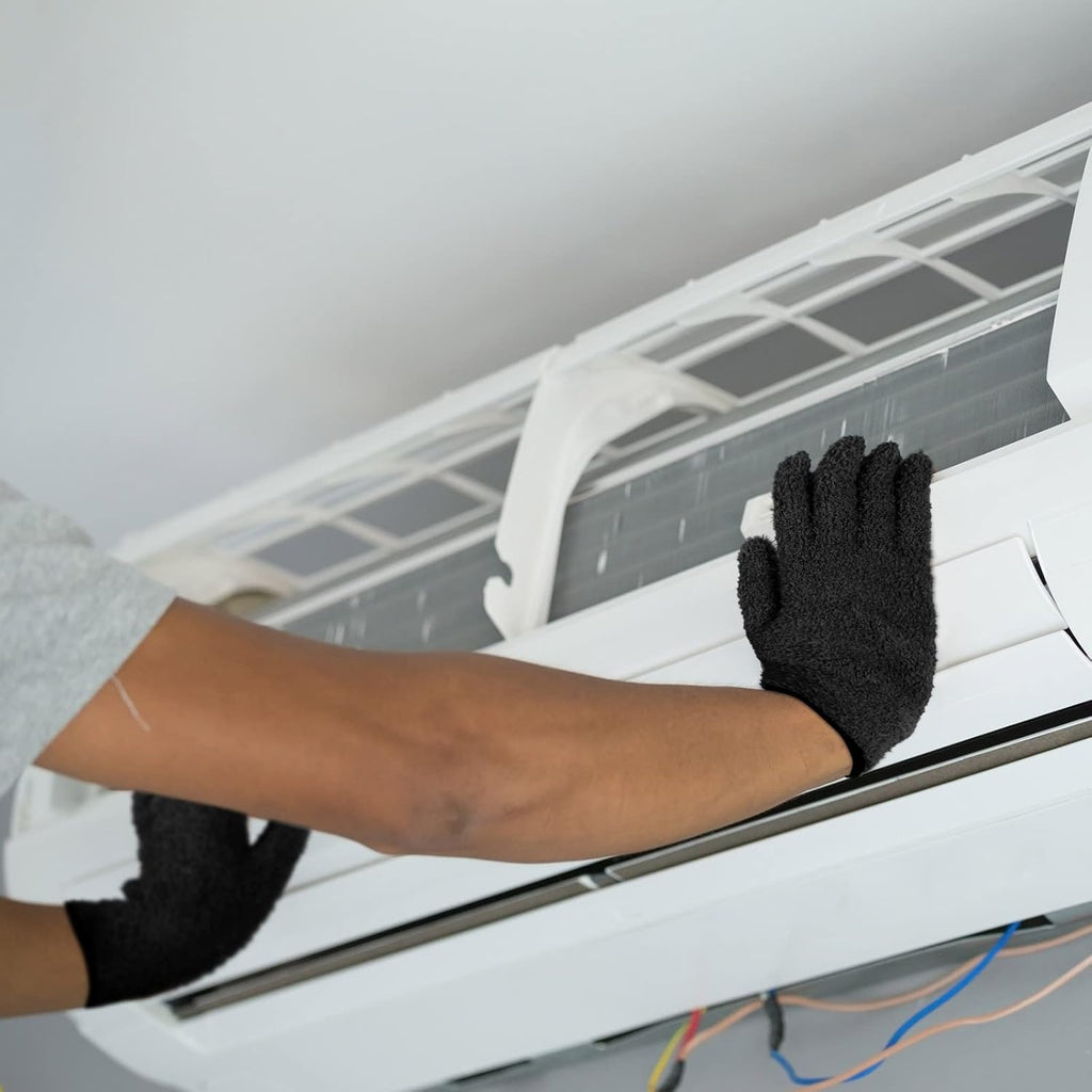 Patelai 3 Pairs Microfiber Plant Dusting Gloves Leaf Cleaning Gloves for Indoor Plants, Blinds, Furniture, House(Small,Black, White, Gray)