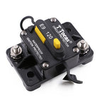 E9 Hi-Amp 120A Circuit Breaker with Manual Reset 12V - 48V DC | Waterproof IP67 UL Certified | 120 Amp Switchable Surface Mount