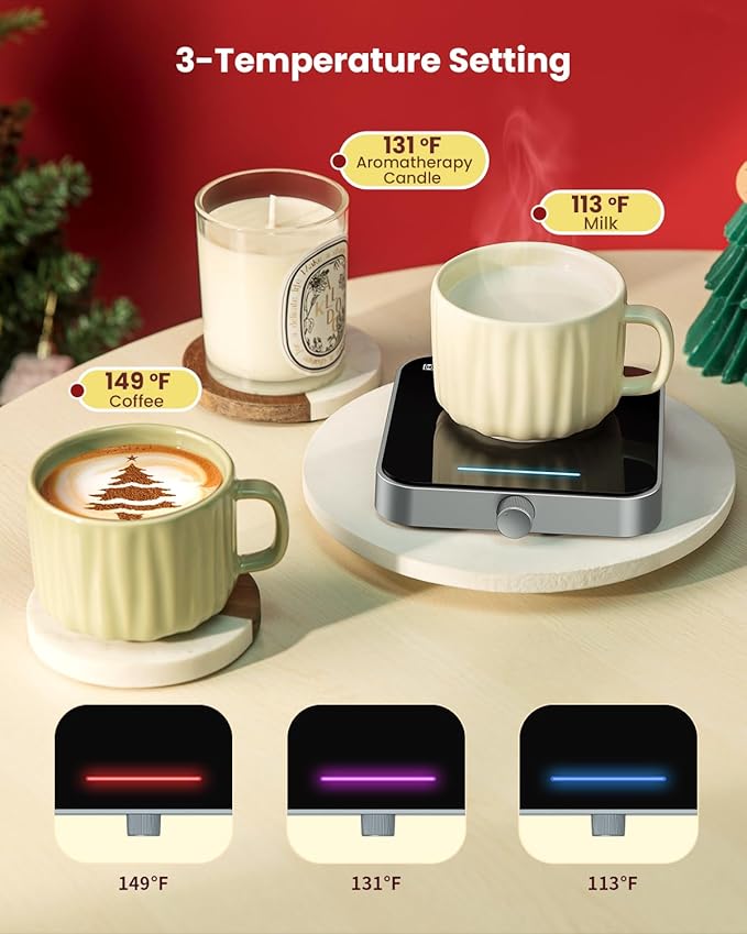 Maestri House Mug Warmer, Electric Coffee Cup Warmer for Desk with 3-Temp Settings,Auto Shut Off, Constant Temperature Heating for Beverage, Milk, Tea and Hot Chocolate at Home & Office (Space Gray)