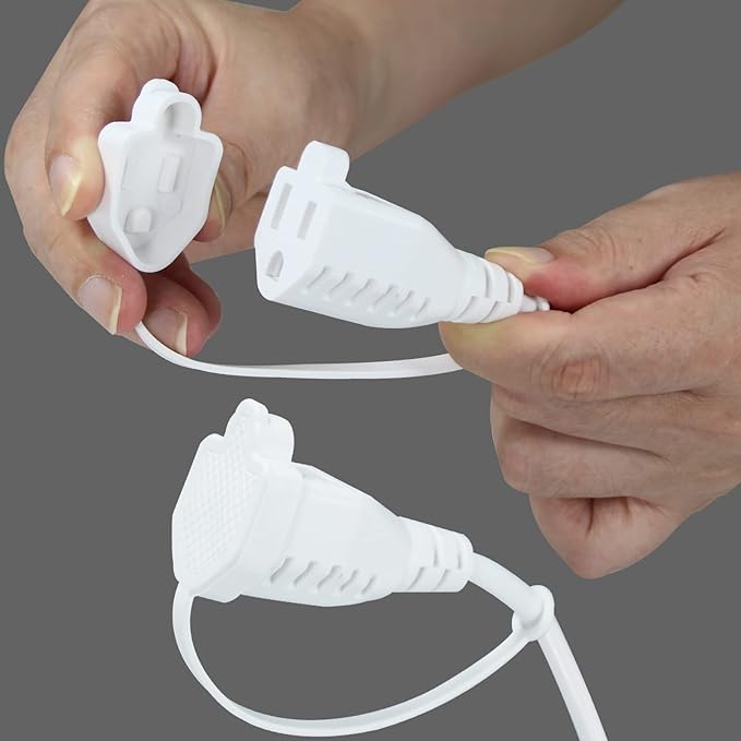 KUNCAN 4-Outlet Power Splitter Cord - 3 Prong 1 to 4 Way Male to Female Multi Plug Adapter, 1.5FT 16AWG 13A Y Style Extension Cord with Outlet Cover for Computer, LED Stage Light (White 1-Pack)