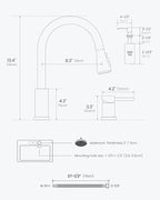 APPASO 3 Hole Kitchen Faucet, Matte Black Kitchen Faucet with Soap Dispenser and Pull Down Sprayer 3 Modes, Stainless Steel High Arch Kitchen Sink Faucet with Separate Handle 3 Pieces