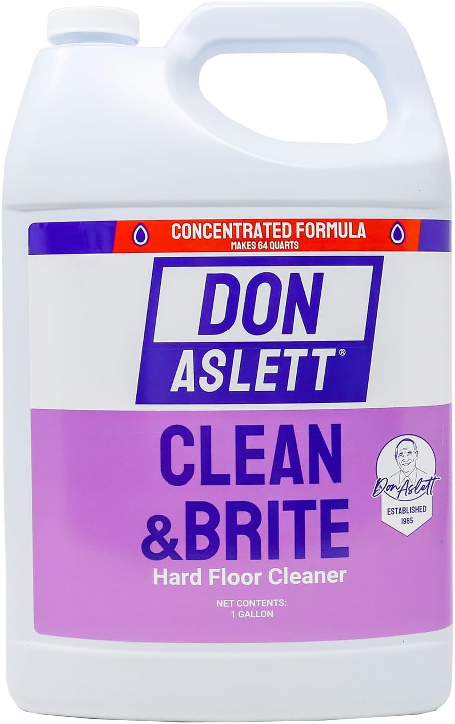 Don Aslett Clean & Brite Concentrate (1 Gallon) Floor Cleaner | Enhance Natural Shine of Hard Flooring | Safe Polish Restorer of Tile, Vinyl, Linoleum, Wood | Prevents Dulling and Damage of Surface