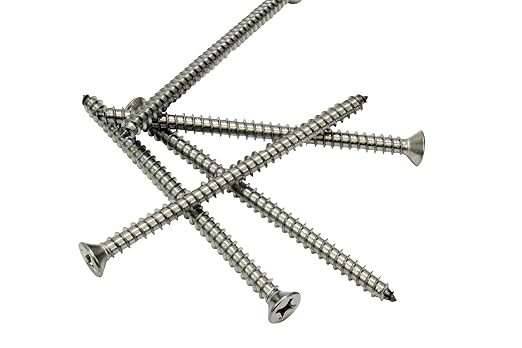 Bolt Dropper #12 X 3-1/2'' Stainless Steel Flat Head Phillips Wood Screw, (25 pc), 18-8 (304) Stainless Steel Sheet Metal Screws - Type A Point, Plain Finish