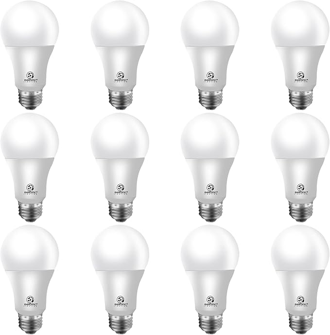 Energetic 75W Equivalent A19 LED Light Bulb, 4000K Cool White, Non-Dimmable LED Light Bulb, 1200lm, UL Listed, E26 Medium Base, 12-Pack