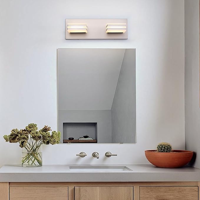 2-Light, 12.6-Inch Wall Lights Brushed Nickel Vanity Lights for Bathroom Light Fixtures Adjust 3 Colors Modern Bath Lighing Fixture Over Mirror