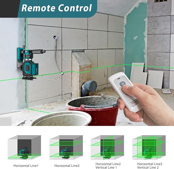 Takamine 16 Lines Green Laser Level Pro, 4x360° 4D Green Cross Line Professional for Construction, Two 360° Vertical and Two 360° Horizontal Laser Level Pulse Mode and Remote Controller